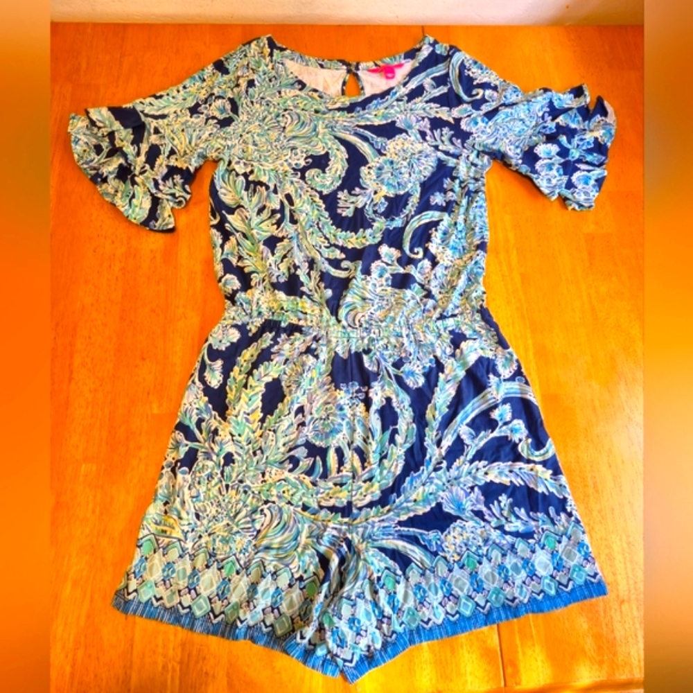 Lilly Pulitzer Navy and Aqua Paisley Dress - Picture 3 of 10